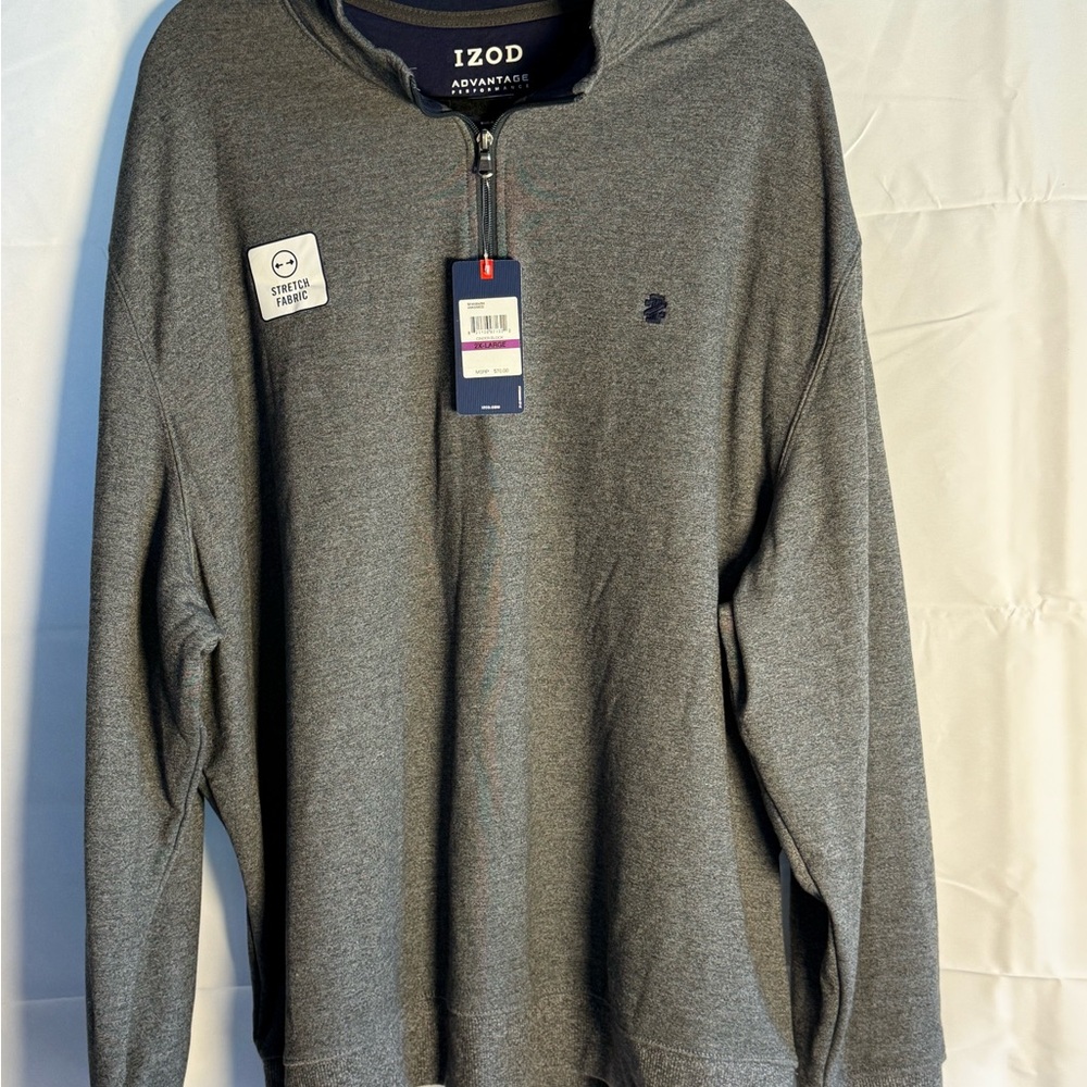 IZOD Men's Charcoal Zip-Up Sweater